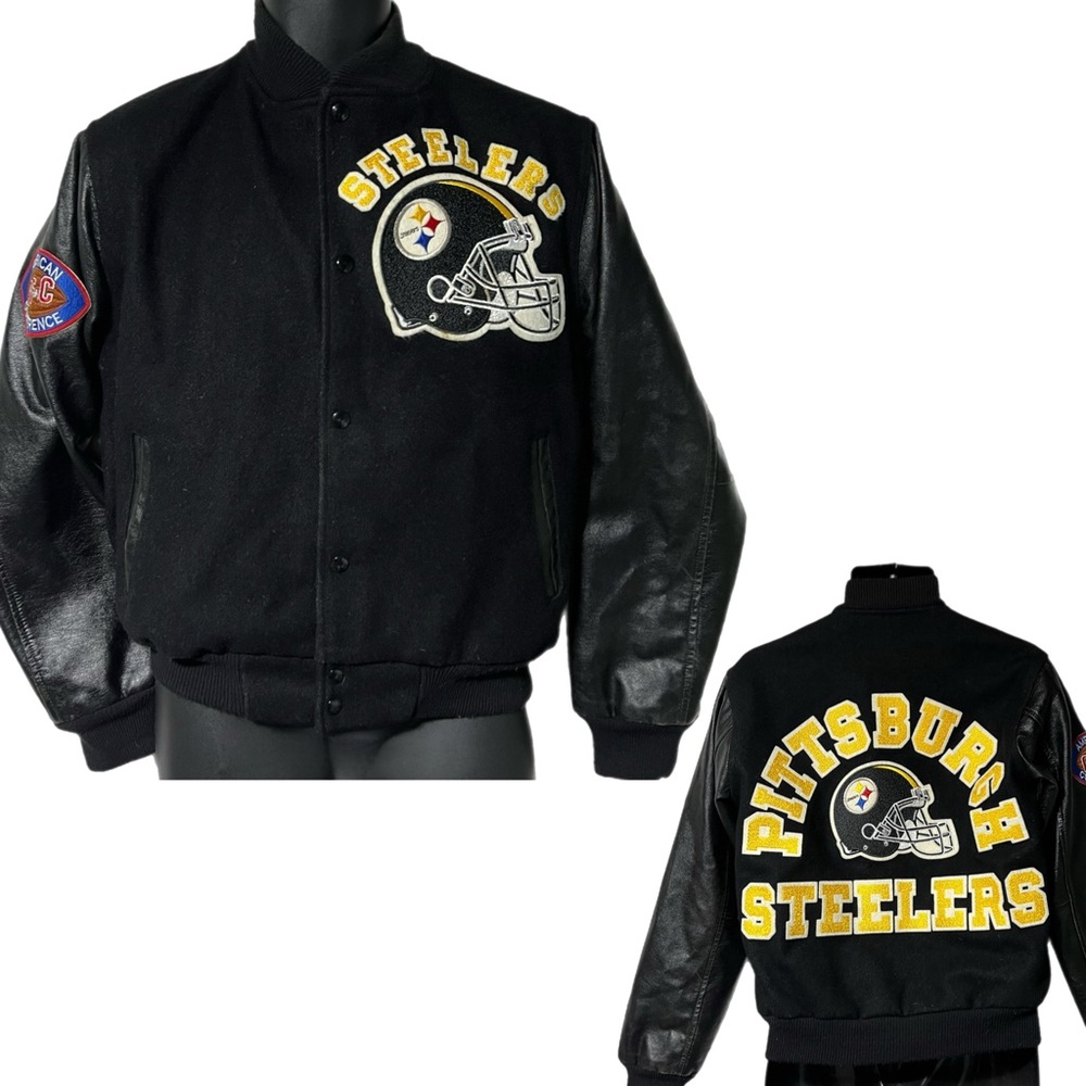 Vintage Chalkline Pittsburgh Steelers Wool Varsity Letterman Coat Jacket Small